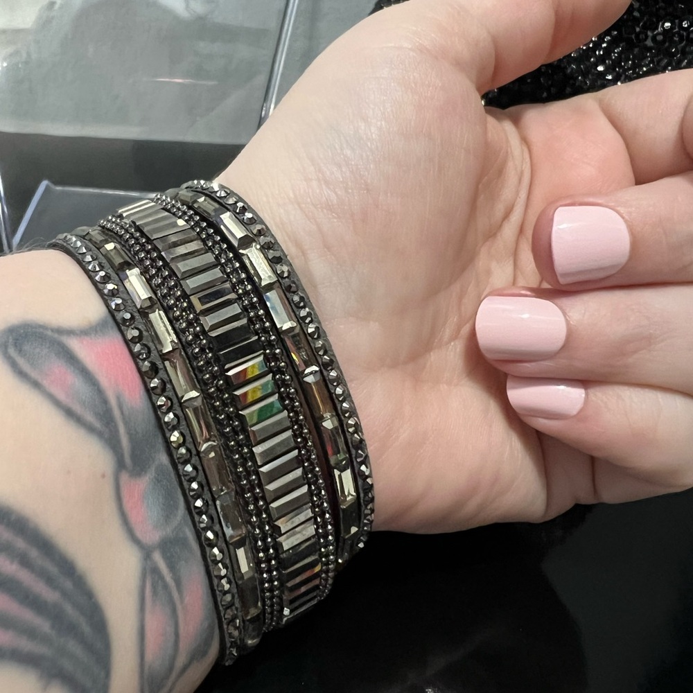 Silver & Black Stack Bracelet